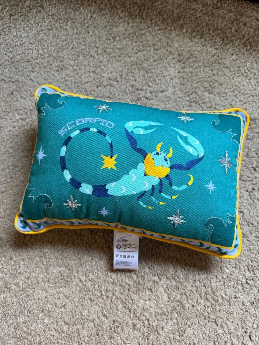 Lou Benesch x Anthropologie Teal & Yellow Scorpio Accent Pillow